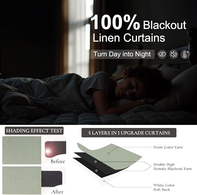 Sage Green Boho Blackout Curtains 72 Inch Length - Image 4