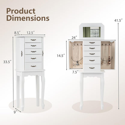 charmaid standing jewelry cabinet with 4 drawers, flip on a desk or shelf