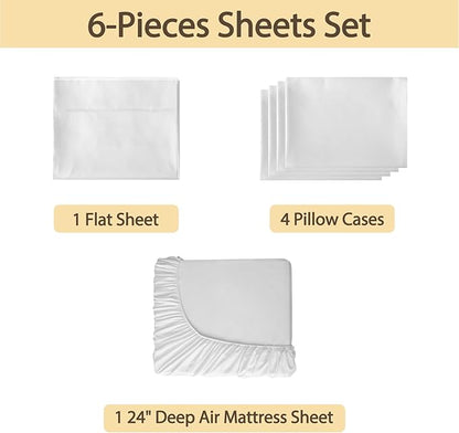 Air Mattress Sheet Set Queen Size, 6 Piece Deep Pocket Bed Sheet Set - Image 2