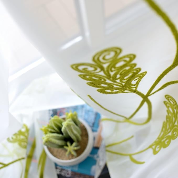 Melodieux Wheat Embroidery Sheer Curtain Extra Wide - Image 4
