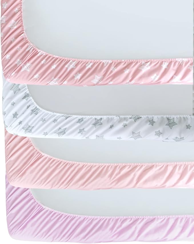 Crib Sheets for Girls 4 Pack, Fitted Crib Sheets for Standard Size Crib and - Image 6