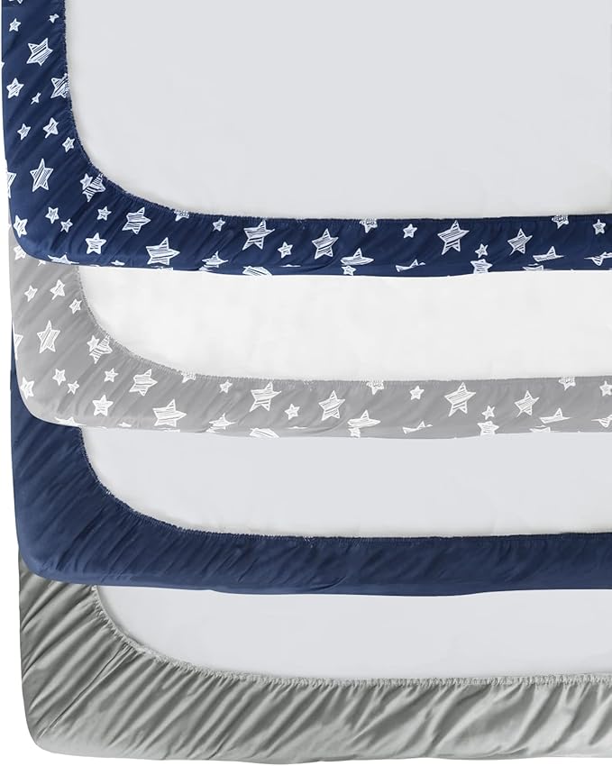 Crib Sheets for Boys or Girls 4 Pack, Fitted Crib Sheet for Standard Size Crib - Image 6