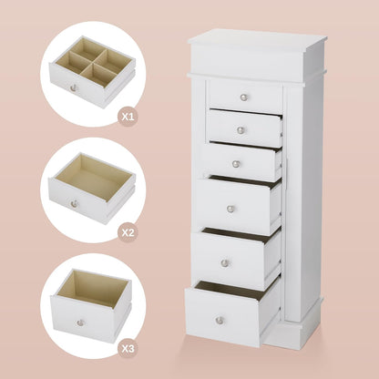 ironck jewelry cabinet with led mirror and 6, side view