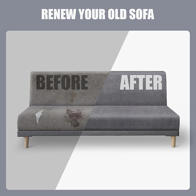 molasofa Leather Like Stretch Futon Slipcover Armless Futon Bed Sofa Cover - Image 6