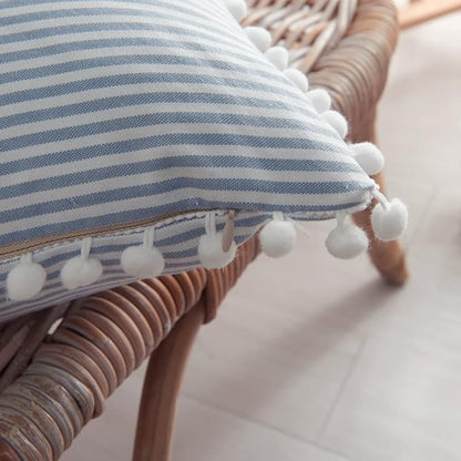 HOPLEE Decorative Blue Pillow Covers 18x18 Farmhouse Stripe Pillows Covers Blue - Image 4
