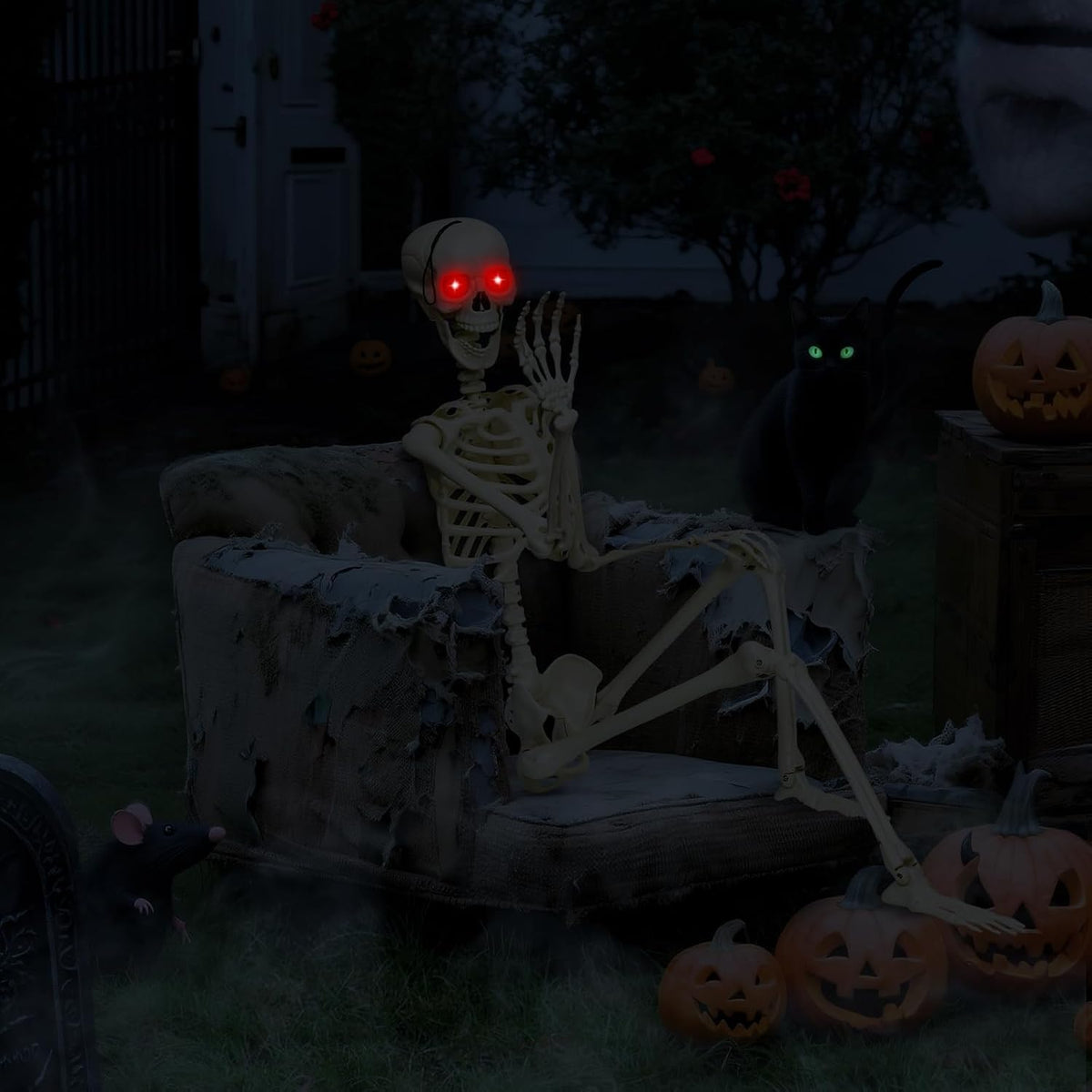 Halloween Decorations Outdoor 5.4Ft Life-Size Realistic Posable Skeleton