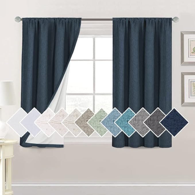 H.VERSAILTEX Linen Look 100% Blackout Curtains 45 Inches Long by HVERSAILTEX