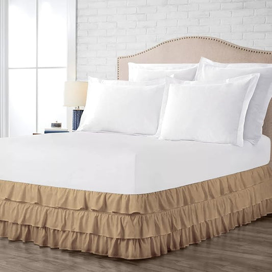 Multi-Ruffle Bed Skirt, Soft Multi Elastic Dust Ruffles by Unknown