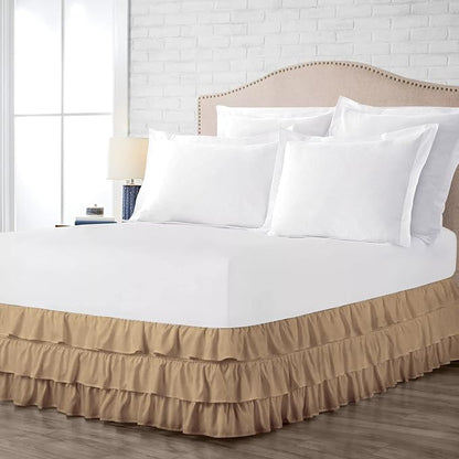 Multi-Ruffle Bed Skirt, Soft Multi Ruffle Bed Skirt Elastic Dust Ruffles by Unknown