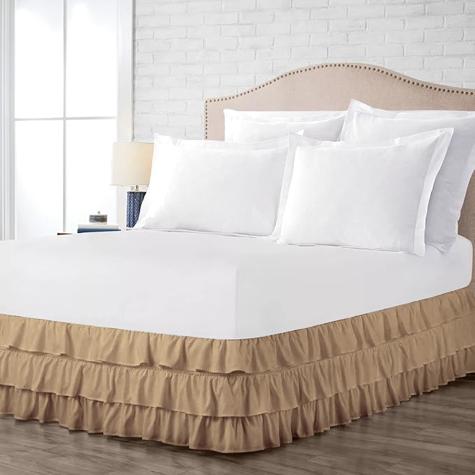 Multi-Ruffle Bed Skirt, Soft Multi Elastic Dust Ruffles - Image 2