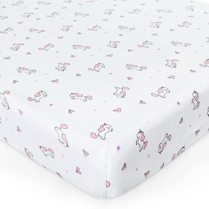 Girl Crib Sheets 4-Pack, Fitted Sheets 52'' x 28'' - Image 3