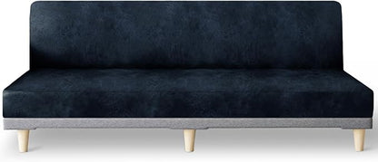 molasofa Leather Like Stretch Futon Slipcover Armless Futon Bed Sofa Cover by Molasofa