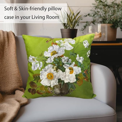 Vintage Floral Bouquet 28x28 Plush Throw Pillow Case, European Classical Oil - Image 3