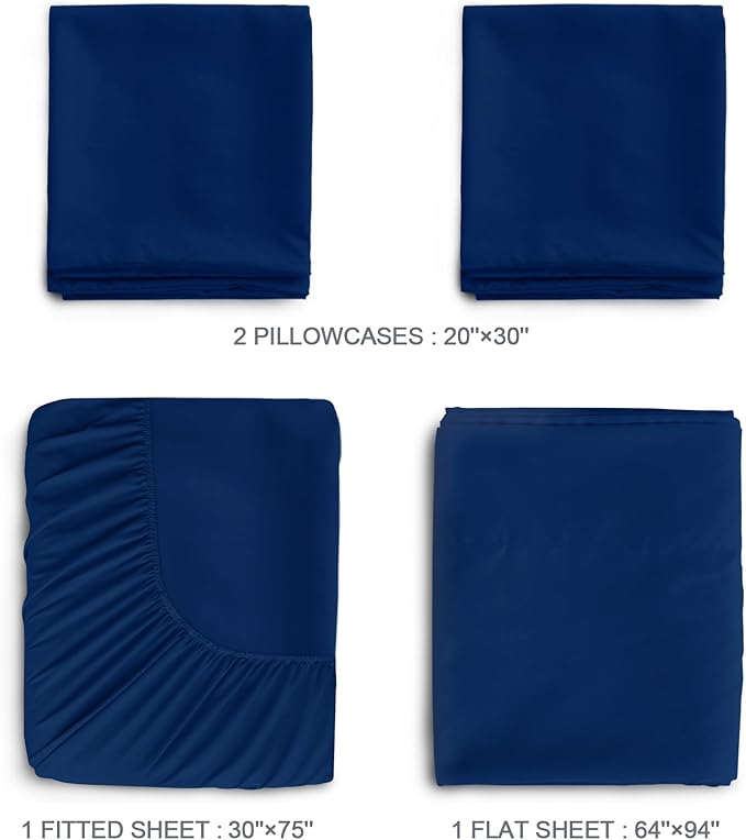 SPRINGSPIRIT Cot Sheets 30" x 75" x 9", 4 Piece Cot Sheet Set, Cot Size Fitted - Image 3