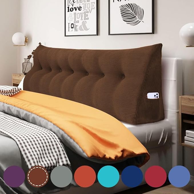 WOWMAX 100% Cotton Corduroy Headboard Pillow – King Size Back Support Reading by WOWMAX
