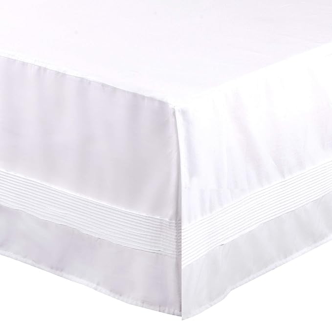 Valea Home Bed Skirt with Stitch on White Dust Ruffle with Split Corners - Image 9