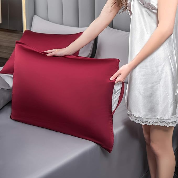 Mulberry Silk Pillowcase for Hair and Skin, Standard Size Cooling Silk Pillow - Image 6
