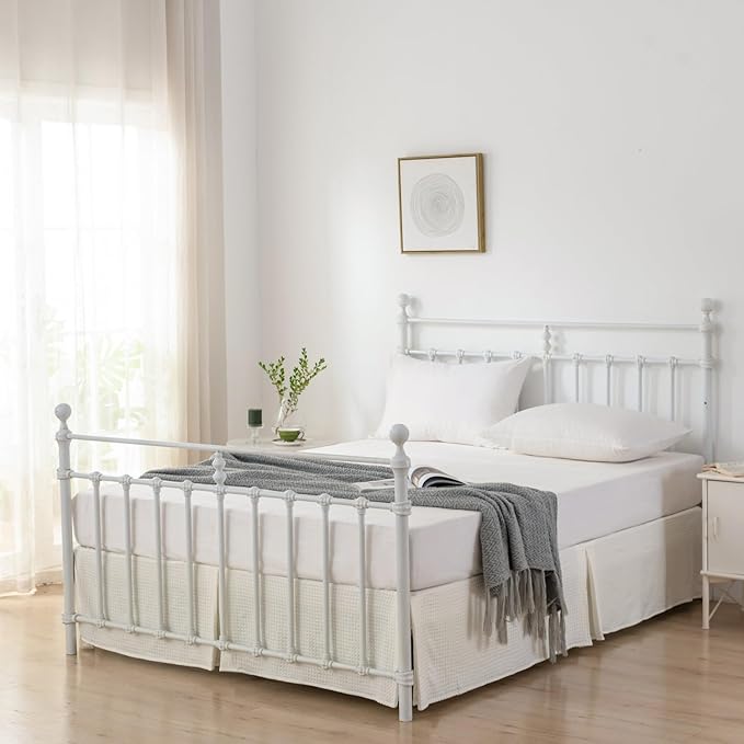 Queen Bed Skirt, Pleated Waffle Weave Bed Skirt - Image 4