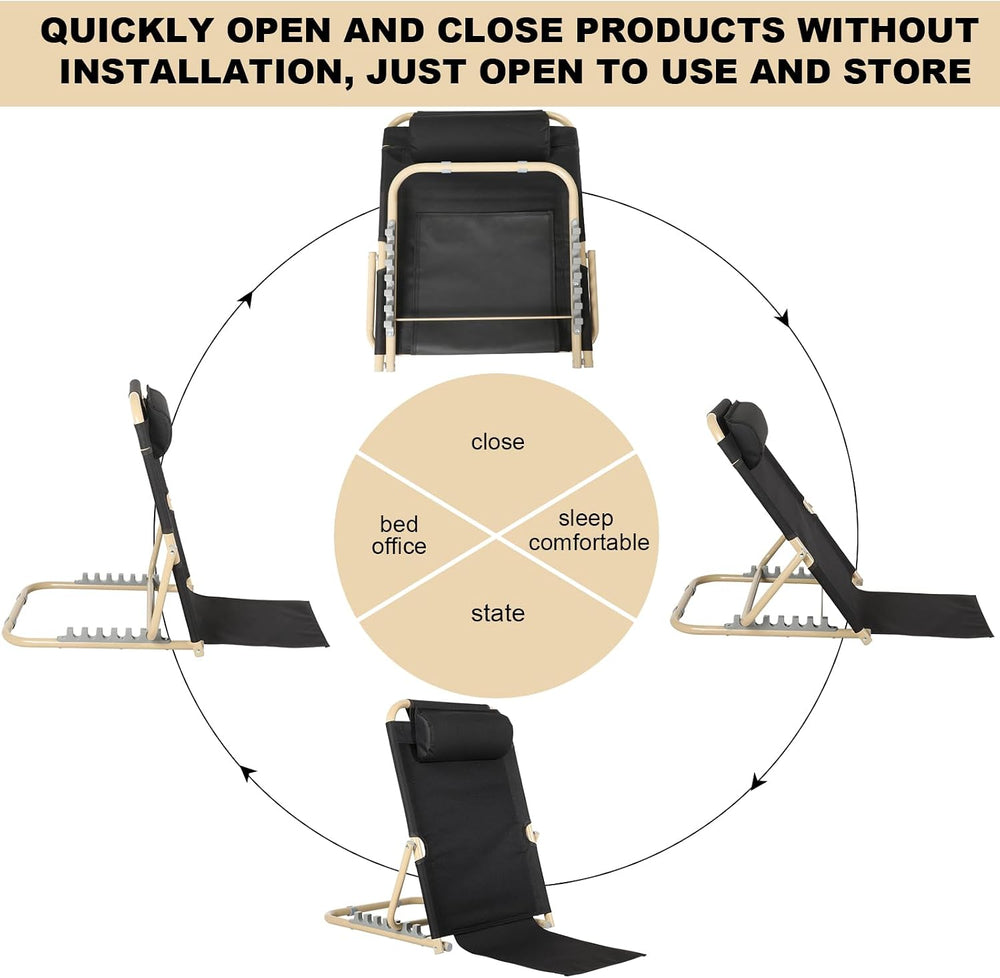 Menkxi Lifting Bed Backrest Portable Folding Adjustable Sit up Back Rest Mult...