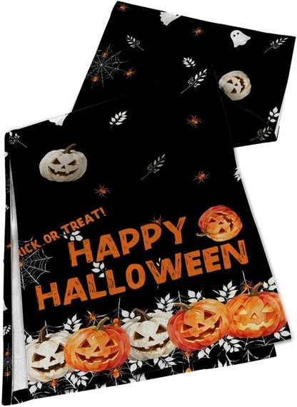 Happy Halloween Pumpkin Ghost Table Runner and Place Mats Set of 6 108 in