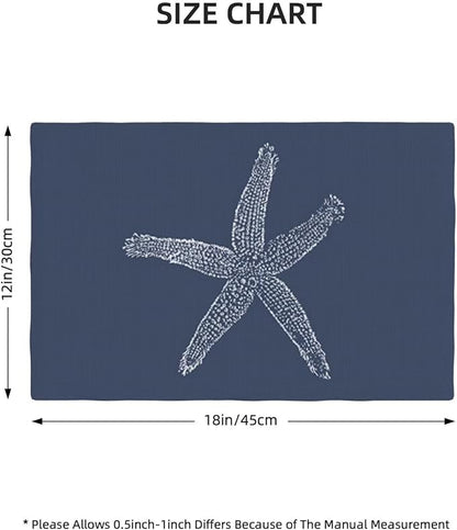 Summer Coastal Placemats Set of 4, Beach Theme Ocean Navy Blue Starfish - Image 4