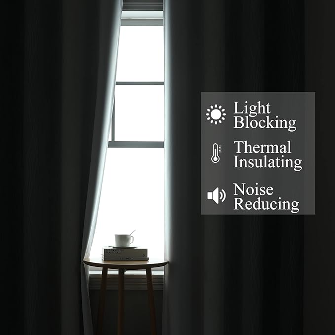 Estelar Textiler Grey and Greyish White Blackout Curtains 54 Inch Length - Image 3