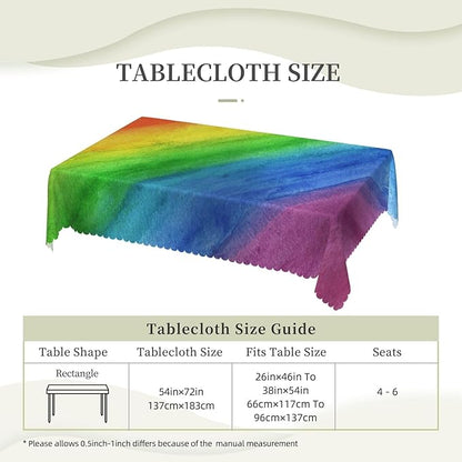 Rainbow Stripe Tablecloth Watercolor Rainbow Striped Boho Retro Colorful Table - Image 3