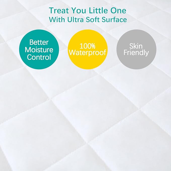 Pack and Play Sheets Fitted 2 Pack Waterproof Pack and Play Mattress Protector - Image 6