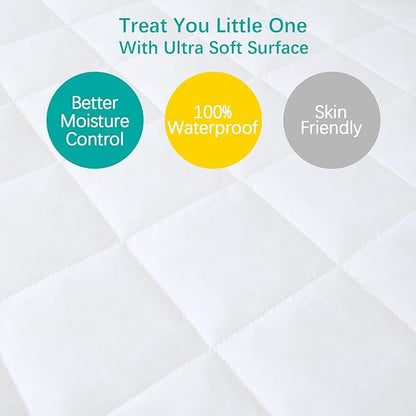 Pack and Play Sheets Fitted 2 Pack Waterproof Pack and Play Mattress Protector - Image 6