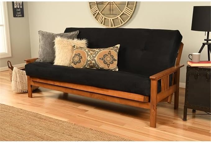 BOWERY HILL Full-Size Suede Fabric Futon in Black-Frame Not Included - Image 2