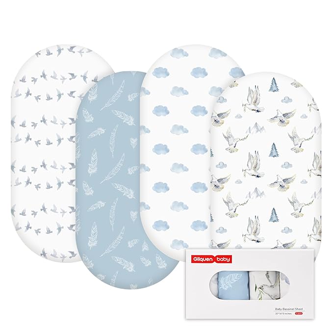 Gllquen Baby Bassinet Sheets 4 Pack, Breathable Cozy Fitted Mattress Sheet by GLLQUENBABY