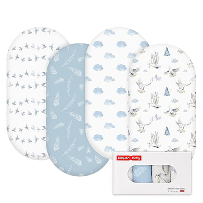 Gllquen Baby Bassinet Sheets 4 Pack, Breathable Cozy Fitted Mattress Sheet by GLLQUENBABY