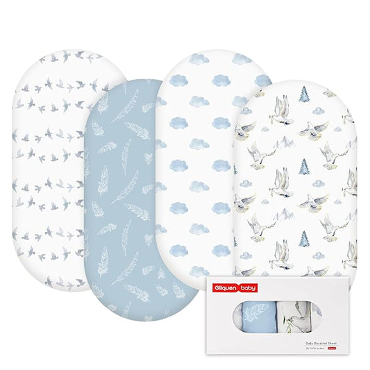 Gllquen Baby Bassinet Sheets 4 Pack, Breathable Cozy Fitted Mattress Sheet by GLLQUENBABY
