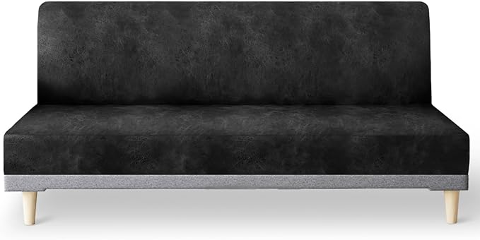 molasofa Leather Like Stretch Futon Slipcover Armless Futon Bed Sofa Cover by Molasofa