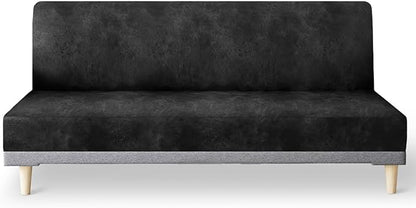 molasofa Leather Like Stretch Futon Slipcover Armless Futon Bed Sofa Cover by Molasofa