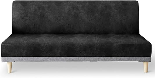 molasofa Leather Like Stretch Futon Slipcover Armless Futon Bed Sofa Cover by Molasofa