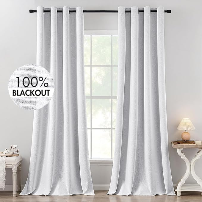 MIULEE Linen Texture Curtains for Bedroom Solid 100% Blackout Thermal Insulated by MIULEE
