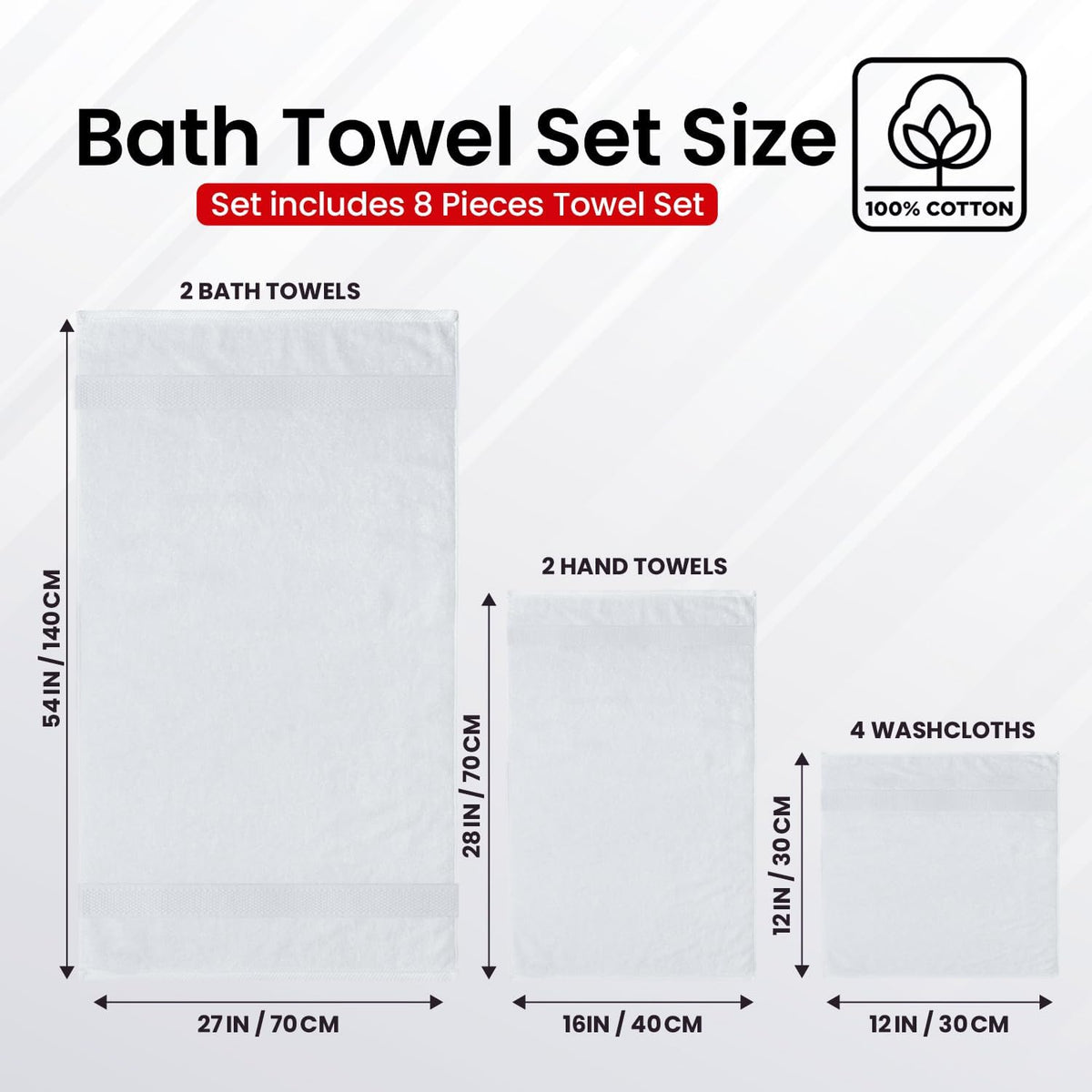 infinitee xclusives 100% cotton bath towel set –, close-up detail