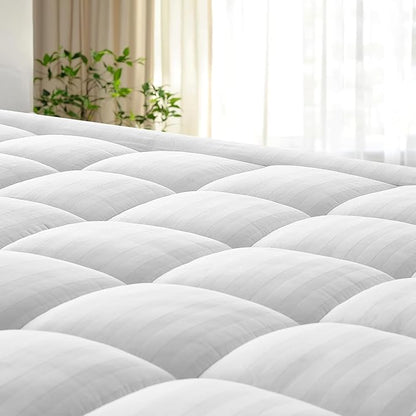 Premium Cal King Mattress Topper, Soft Cotton Quilted Pillow Top by SoftandLofty