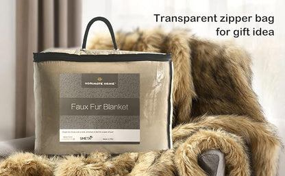 Luxury Plush Faux Fur Throw Blanket, Long Pile Golden Yellow - Image 6