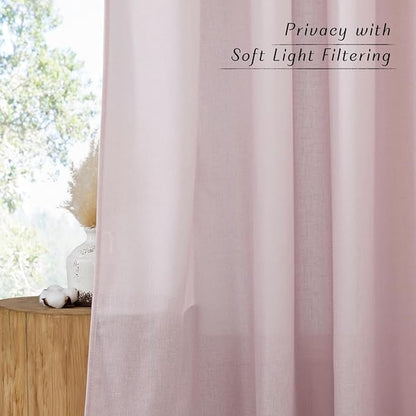 NICETOWN Blush Pink Linen Curtains - Image 7