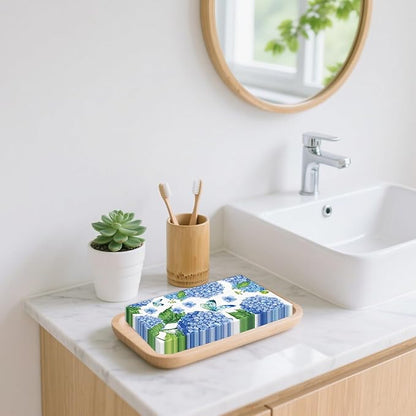 100 PCS Hydrangea Paper Napkins, Disposable Bathroom Hand Towels Blue and White - Image 4