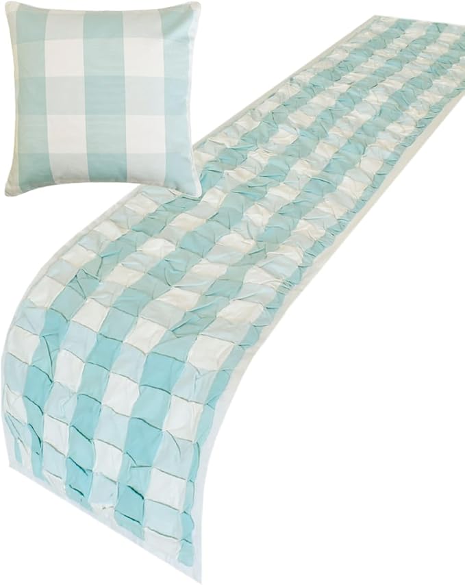 The HomeCentric King/Queen/Twin Aqua Decorative Bed Runner Queen 74"x18" Bed - Image 3