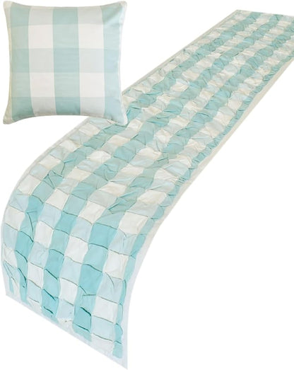 The HomeCentric King/Queen/Twin Aqua Decorative Bed Runner Queen 74"x18" Bed - Image 3