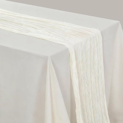 BALCONY & FALCON White Cheesecloth Table Runner 10FT 120 Inch Rustic & Boho - Image 5