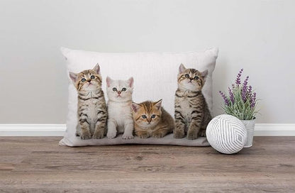 Solekla Colourful Creative Cared Cats Cotton Linen Decorative Throw Pillow Case - Image 4