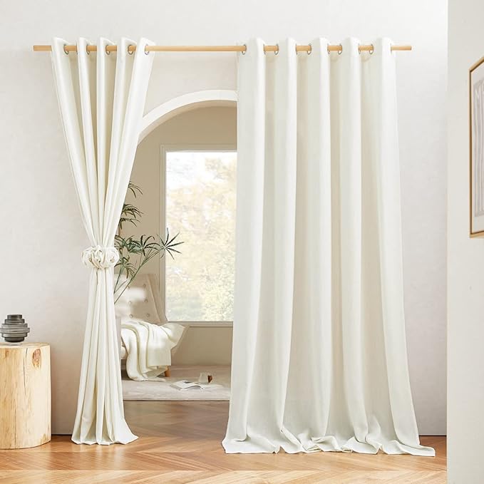 NICETOWN Linen Curtains 96 inches Long, Grommet Privacy Added by NICETOWN