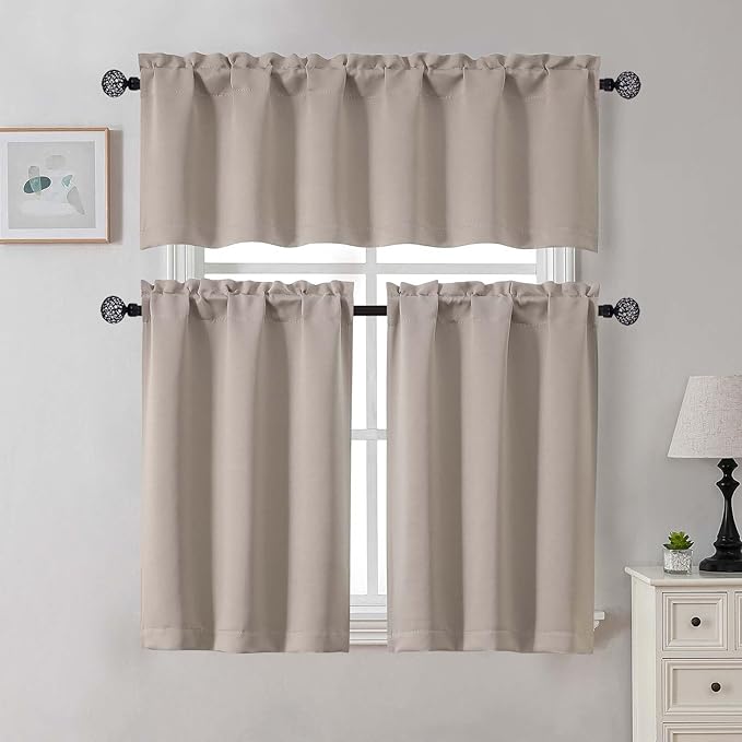 Gwine Stone Blackout Curtains for Small Window Treatment, Light Blocking Short - Image 2