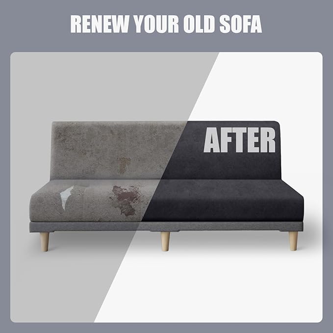 molasofa Leather Like Stretch Futon Slipcover Armless Futon Bed Sofa Cover - Image 6