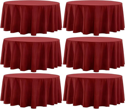 Round Tablecloth 120 Inch Tablecloth 6 Pack Red Table Cloths Washable by AOCOZHomeLifeMuseum